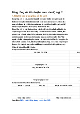 Bảng tổng kết tài sản (balance sheet) là gì ?