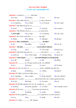 Bài tập trắc nghiệm luyện tập về danh động từ trong Tiếng Anh lớp 12 (có đáp án)
