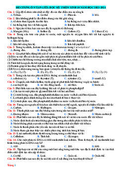 Đề cương ôn tập giữa học kỳ 1 Sinh 10 năm học 2023-2024 (có đáp án)