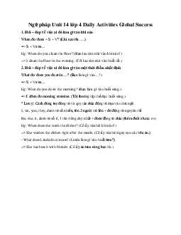 Ngữ pháp Unit 14 lớp 4 Daily Activities Global Success