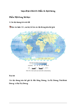 Giải Địa lí lớp 6 Bài 18: Biển và đại dương - Chân Trời Sáng Tạo