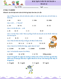 Giải Bài tập cuối tuần lớp 4 môn Toán Kết nối tri thức - Tuần 12