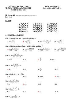 Đề kiểm tra Đại số và Giải tích 11 chương 4 (Giới hạn) trường THPT Hoàng Thái Hiếu – Vĩnh Long