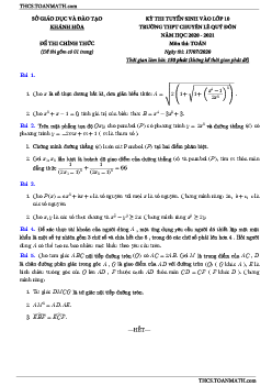 Đề tuyển sinh 10 môn Toán năm 2020 – 2021 trường chuyên Lê Quý Đôn – Khánh Hòa