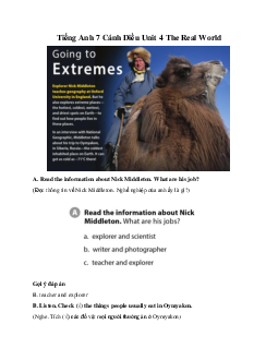 Tiếng Anh 7 Cánh Diều Unit 4 The Real World