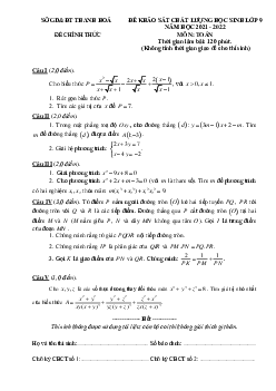 Đề khảo sát chất lượng Toán 9 năm 2021 – 2022 sở GD&ĐT Thanh Hóa