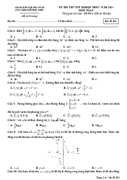 Đề thi thử tốt nghiệp THPT 2024 môn Toán cụm liên trường THPT – Quảng Nam