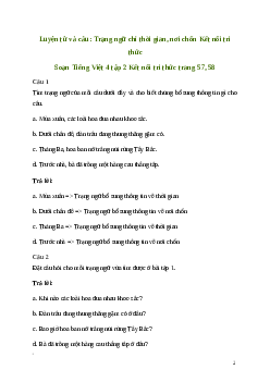 Soạn bài Luyện từ và câu: Trạng ngữ chỉ thời gian, nơi chốn | Kết nối tri thức
