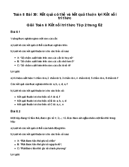 Giải Toán 8 Bài 30: Kết quả có thể và kết quả thuận lợi | Kết nối tri thức