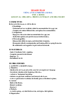 Unit 4: Home - Lesson plan 4G | Giáo án Tiếng Anh 11 Friends Global