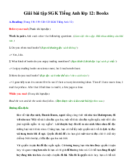Giải SGK Tiếng Anh lớp 12 Unit 11 Books