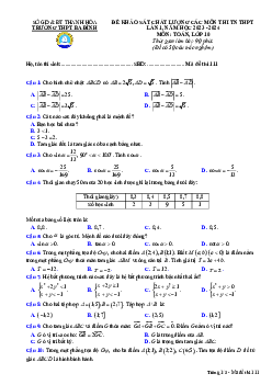 Đề KSCL Toán 10 thi TN THPT 2024 lần 1 trường THPT Ba Đình – Thanh Hóa