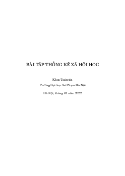 Bài tập Thống kê xã hội học | Đại học Sư phạm Hà Nội