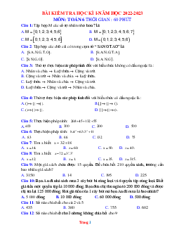 Đề thi học kì 1 Toán 6 Chân trời sáng tạo 2022-2023 trắc nghiệm (có đáp án)