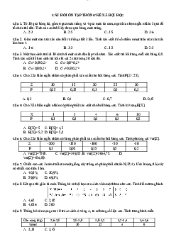 Câu hỏi ôn tập Thống kê xã hội học - Lý thuyết Xác suất | Đại học Sư Phạm Hà Nội