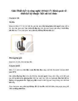 Thiết kế và công nghệ 10 bài 17: Khái quát về thiết kế kỹ thuật KNTT