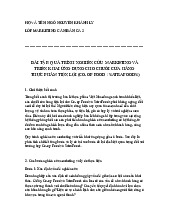 Bài tập nghiên cứu marketing: Chiến lược cho food & satrafoods môn Marketing căn bản | Trường Quốc tế - Đại học Quốc gia Hà Nội