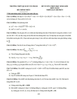 Đề học sinh giỏi Toán 10 năm 2023 – 2024 trường THPT Quách Văn Phẩm – Cà Mau