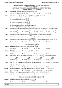 Đề cương HK1 Toán 12 năm 2019 – 2020 trường Nguyễn Bỉnh Khiêm – Gia Lai
