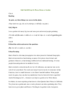 Giải Tiếng Anh 10 Unit 4D: Plan a Farm or Garden | Explore New Worlds