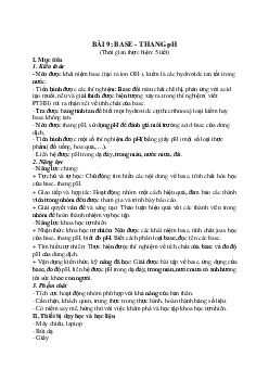 Giáo án Khoa học tự nhiên 8 Bài 9: Base. Thang pH | Kết nối tri thức
