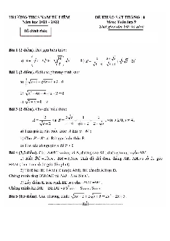 Đề khảo sát Toán 9 tháng 10 năm học 2021 – 2022 trường THCS Nam Từ Liêm – Hà Nội