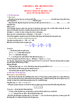 Trắc nghiệm và tự luận Hóa 10 chân trời sáng tạo bài 15 phương trình tốc độ phản ứng