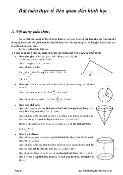 Bài toán thực tế liên quan đến hình học – Nguyễn Bá Hoàng