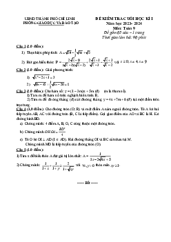 Đề cuối học kì 1 Toán 9 năm 2023 – 2024 phòng GD&ĐT Chí Linh – Hải Dương