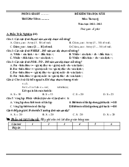 Đề thi học kì 2 môn Tin học lớp 8 năm 2022 - 2023 - Đề 5