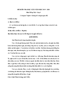 Đề thi học kì 2 lớp 3 môn Tiếng Việt - đề 2 có đáp án | Chân trời sáng tạo