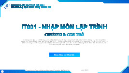 Nhập môn lập trình. Chương 8. Con trỏ cơ bản