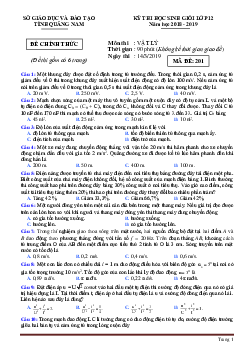Đề thi HSG môn Vật lý 12 tỉnh Quảng Nam 2019 có đáp án