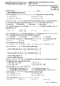 Đề kiểm tra học kỳ 1 Toán 10 năm học 2017 – 2018 trường THPT Lạc Long Quân – Khánh Hòa