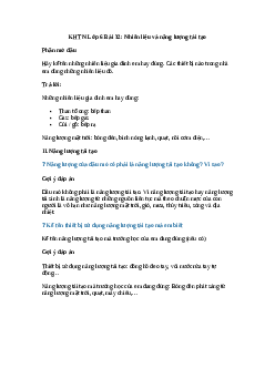 Giải KHTN Lớp 6 Bài 32: Nhiên liệu và năng lượng tái tạo | Cánh diều