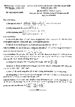Đề Toán (chuyên) thi vào 10 năm 2021 – 2022 trường chuyên Lê Quý Đôn – BR VT