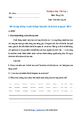 Đề ôn tập hè lớp 3 lên lớp 4 môn Toán, Tiếng Việt sách Chân trời sáng tạo - Số 1