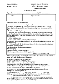 Đề thi giữa học kì 1 môn Tiếng Việt 3 năm 2023 - 2024 (Đề 4) | Kết nối tri thức