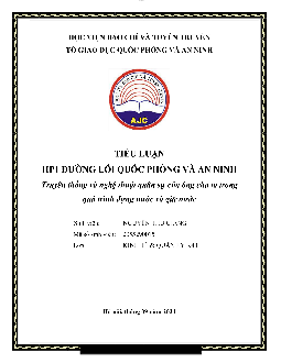 Tiểu luận "Truyền thống và nghệ thuật quân sự của ông cha ta trong quá trình dựng nước và giữ nước "