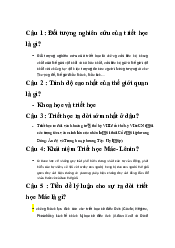 Câu hỏi ôn tập chương 1 môn Triết học Mác-Lênin | Đại học Công nghiệp Thực phẩm Thành phố HCM