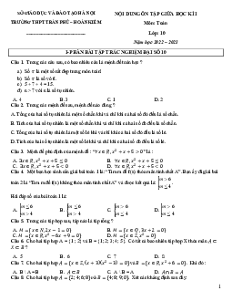 Nội dung ôn tập giữa kì 1 Toán 10 năm 2022 – 2023 trường THPT Trần Phú – Hà Nội