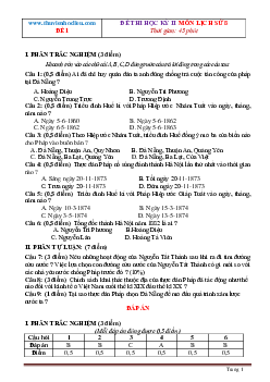 TOP 10 Đề Thi HK2 môn Sử lớp 8 (có đáp án)