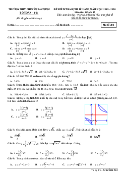 Đề kiểm tra định kỳ lần 2 Toán 12 năm 2019 – 2020 trường chuyên Bắc Ninh