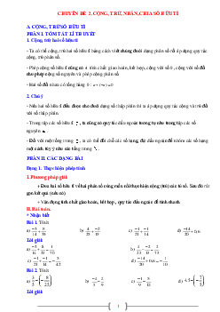 Chuyên đề cộng, trừ, nhân, chia số hữu tỉ Toán 7