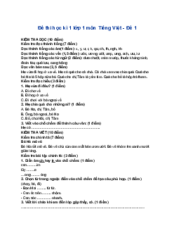 Đề thi học kì 1 lớp 1 môn Tiếng Việt - Đề 1