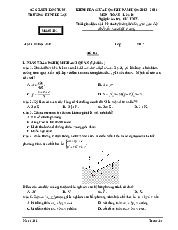 Đề giữa học kỳ 1 Toán 10 năm 2023 – 2024 trường THPT Lê Lợi – Kon Tum