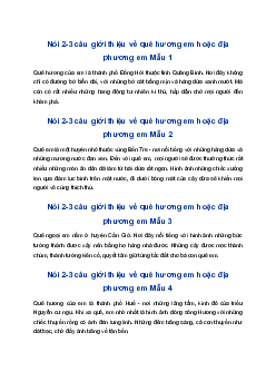 Nói 2-3 câu giới thiệu về quê hương em hoặc địa phương em | Tập làm văn 4