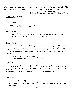 Đề thi học sinh giỏi Toán 12 năm 2020 – 2021 sở GD&ĐT thành phố Hồ Chí Minh
