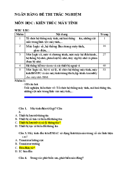 Đề cương 500 câu hỏi trắc nghiệm ôn tập môn Kiến trúc máy tính | Học viện Công nghệ Bưu chính Viễn thông