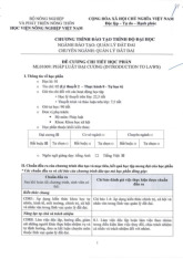 Đề cương chi tiết hoc phần  Pháp luật đại cương  | Học viện Nông nghiệp Việt Nam